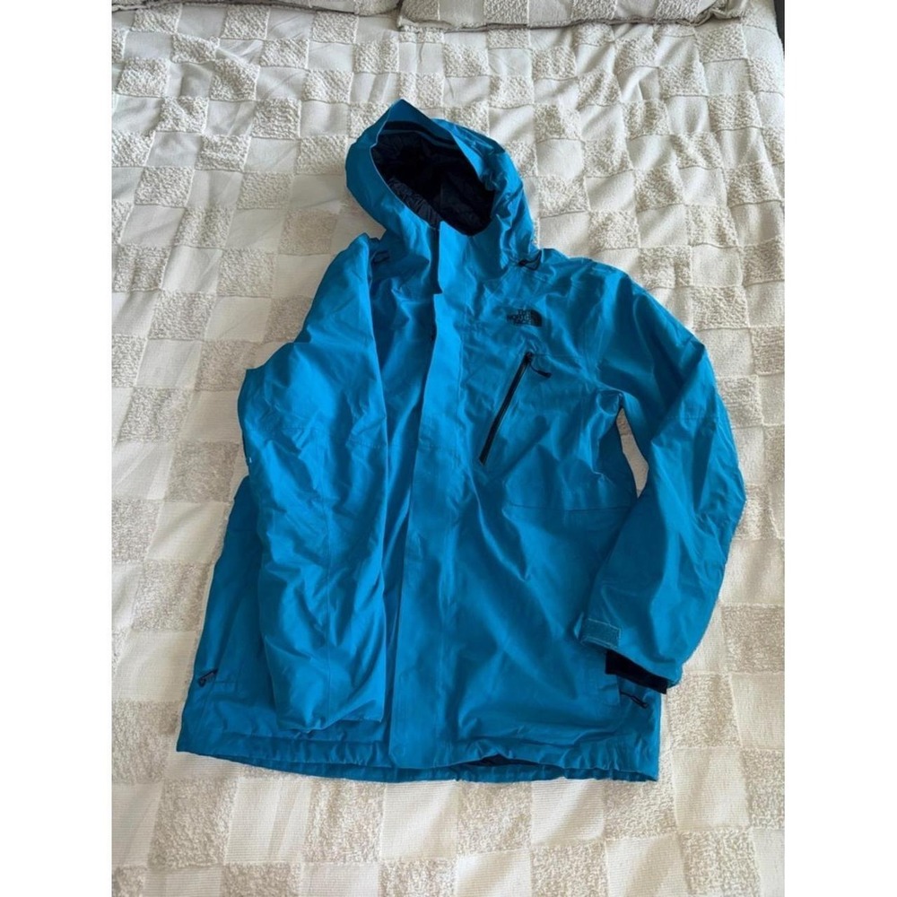 The North Face Mens Descendit Jacket Blue Waterproof Hooded Ski Shell Large
